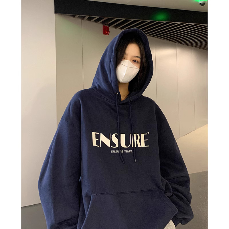 官圖 新款寬鬆休閒華棉複合薄款310克/加絨410克秋冬裝衛衣女印花