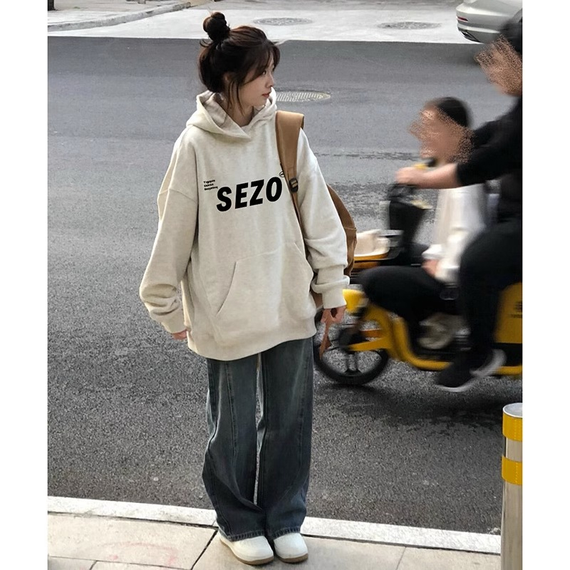 防棉華棉複合牛奶絲300克/銀狐絨400克連帽衛衣女