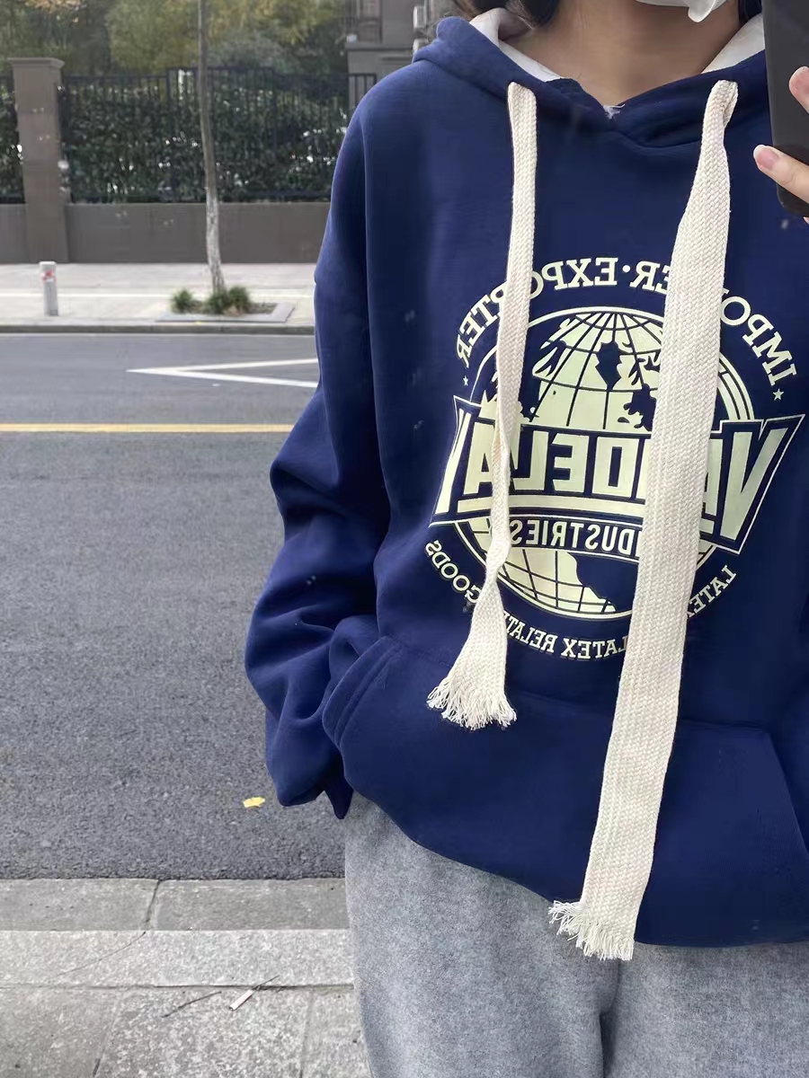 薄款華棉牛奶絲 加絨華棉銀狐絨 印花衛衣女連帽簡約高級感上衣