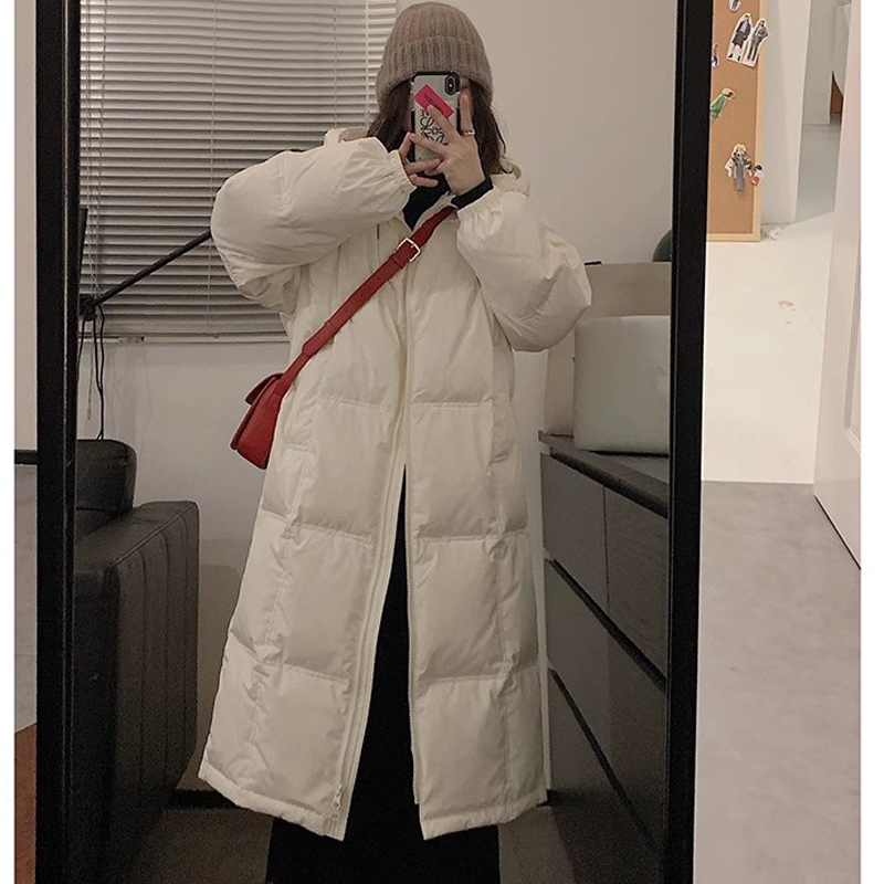 Women's cotton-padded jacket Korean style medium-length large size Hong Kong style bread coat loose student long waist-cinching down jacket
