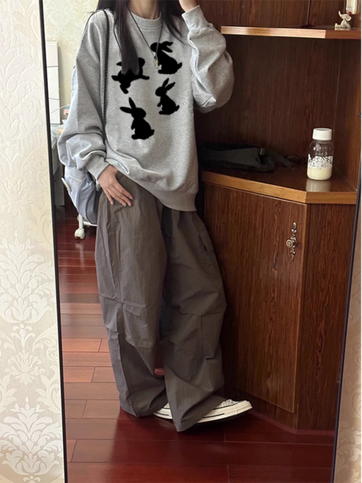 防棉華棉複合牛奶絲300克/銀狐絨400克圓領衛衣女