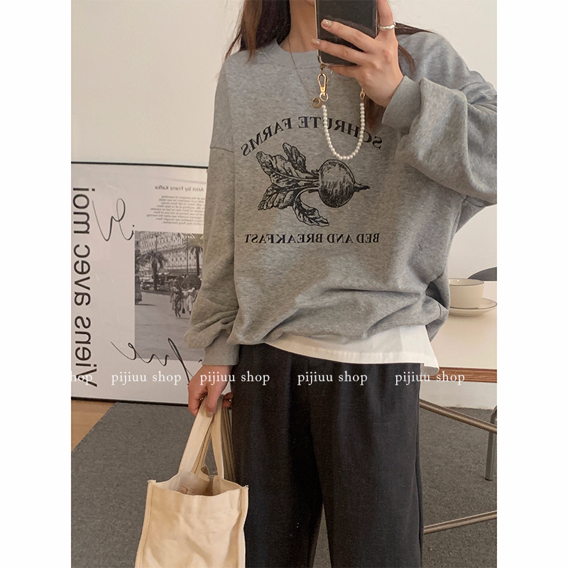 官圖  秋裝薄款衛衣女大碼 後包領 拉肩線 M-XXXL