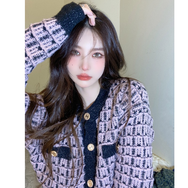 Xiaoxiangfeng soft and waxy knitted cardigan sweater jacket for women in autumn and winter, lazy style, loose outer wear, retro Hong Kong style top