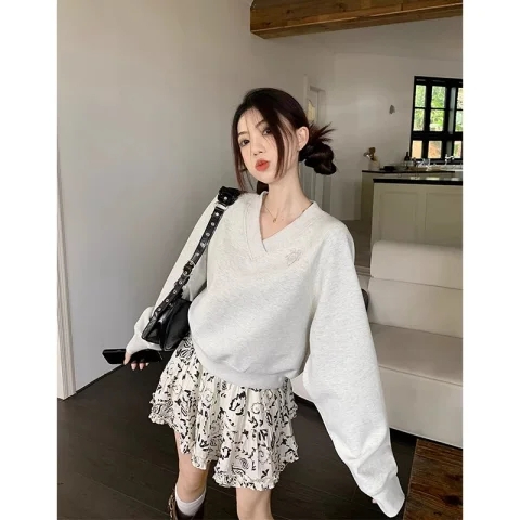 Chinese cotton composite milk silk CVC cotton 300g short sweatshirt loose