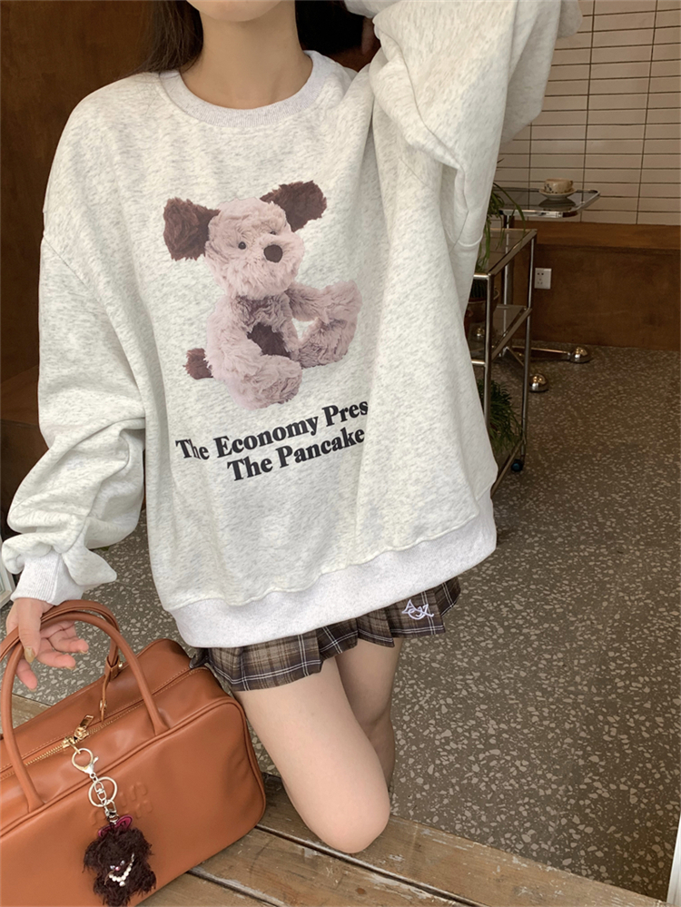 防棉華棉複合牛奶絲300克/銀狐絨400克圓領衛衣女