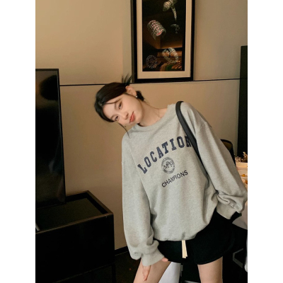 Harajuku BF thickened velvet pullover round neck sweatshirt for female students salt loose top autumn and winter coat lazy style