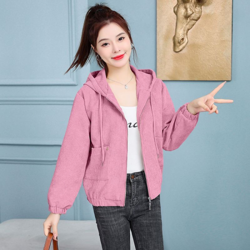 Corduroy short jacket for women 2023 spring new style small, stylish, age-reducing, slimming, versatile long-sleeved jacket top