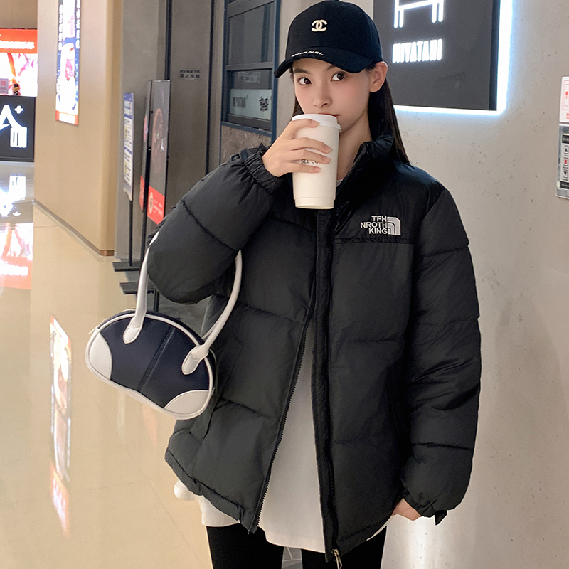 實拍港風復古原宿潮流冬季休閒寬鬆保暖立領男女同款情侶棉衣外套