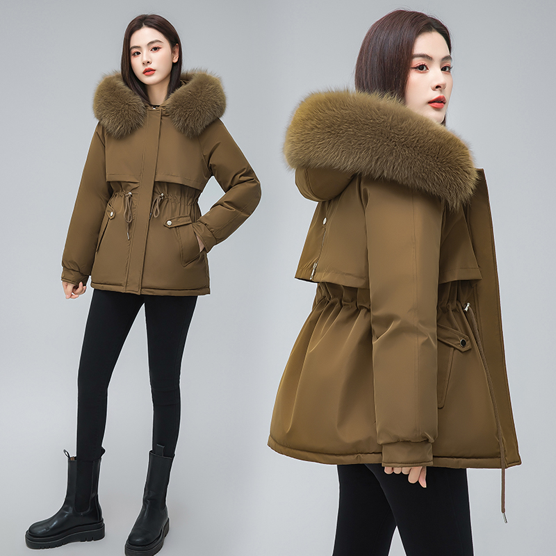 實拍2023新款加厚棉衣女派克服冬季韓版女中長款大毛領羽絨棉服