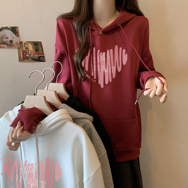 實拍大碼女裝秋冬季新款加絨不加絨外套寬鬆百搭顯瘦連帽衛衣