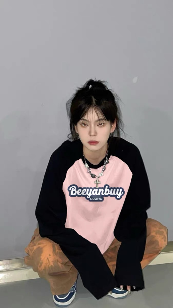 美式插肩長袖t恤女裝春秋季2023新款設計感小眾oversize寬鬆上衣