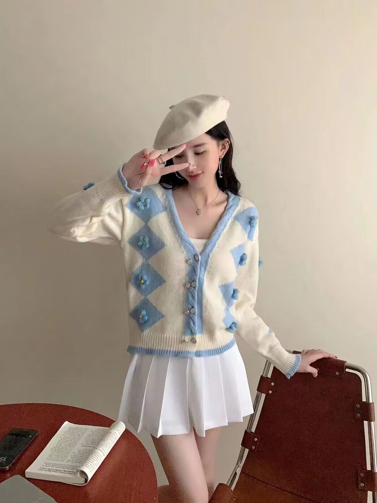 設計感小眾慵懶風灰色針織開衫早秋冬外搭寬鬆毛衣外套長袖上衣女