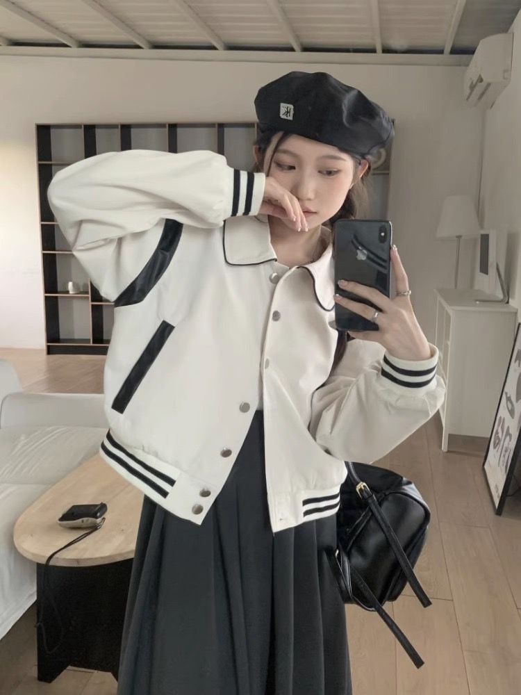 2023 New Design Contrast Color Stitching Small Baseball Uniform Jacket Women's Early Autumn Slim Jacket Jacket Women's Clothing