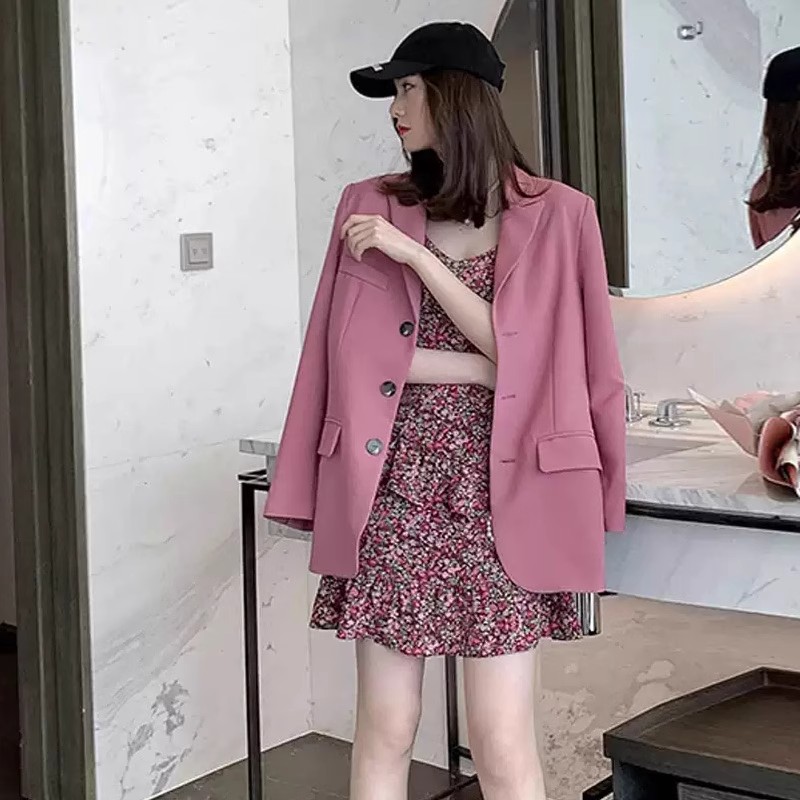 小個子秋款jue潮碎花吊帶裙女裝士氣質職業OL復古韓版西裝兩件套