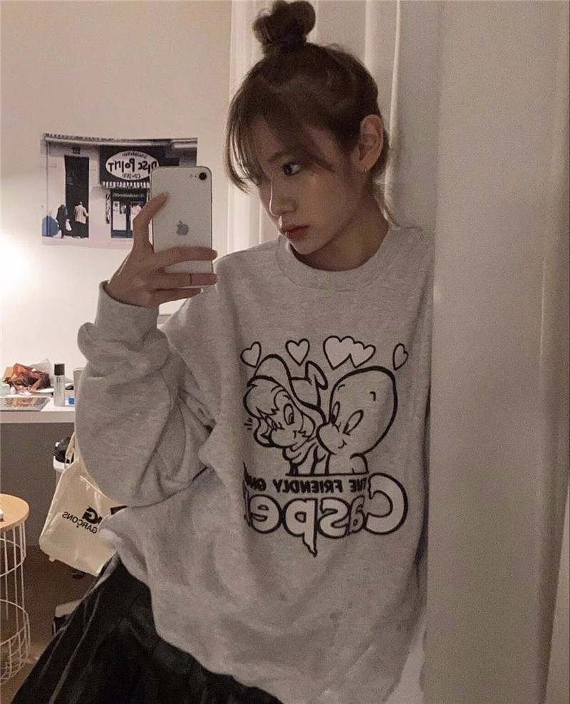 秋裝薄款衛衣女大碼 後包領 拉肩線 M-XXXL