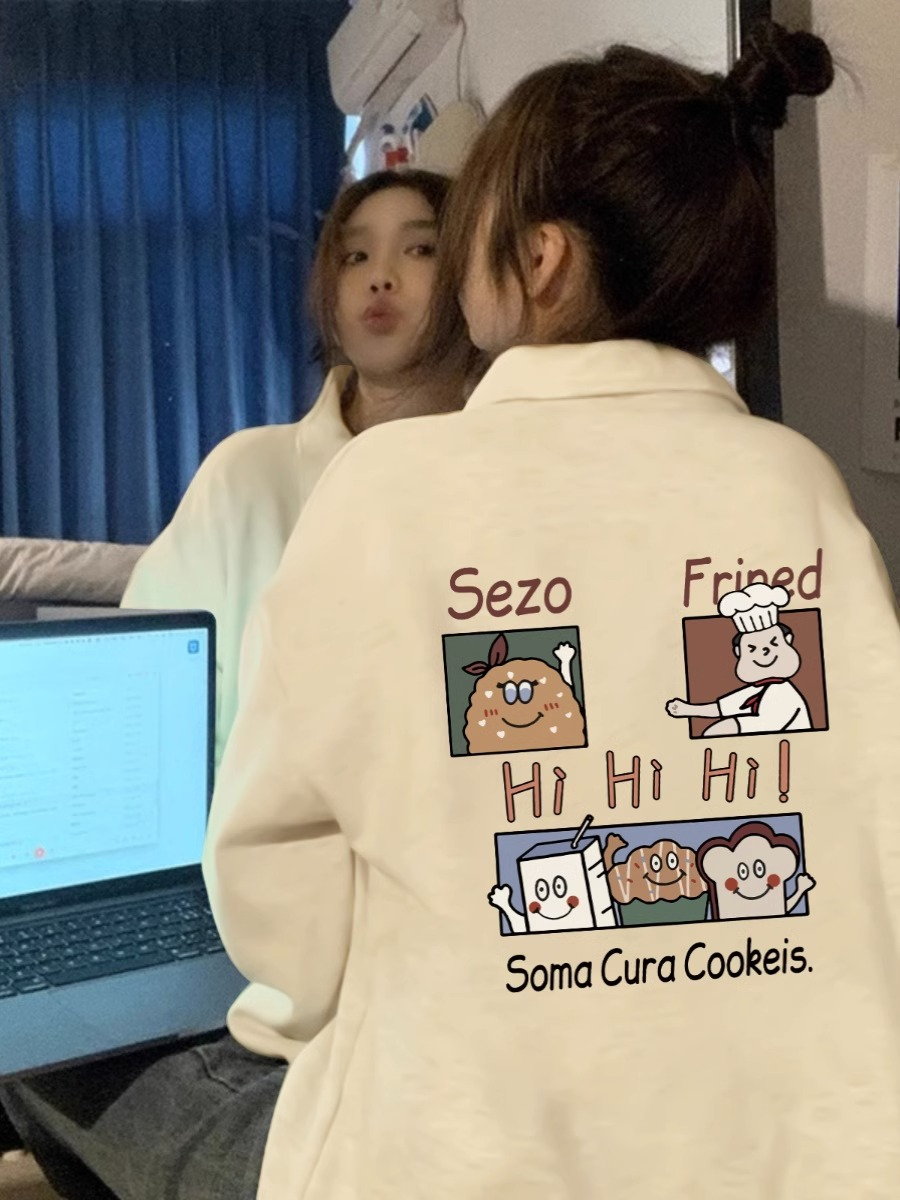 防棉華棉複合牛奶絲300克銀狐絨400克Polo領半拉鏈衛衣女
