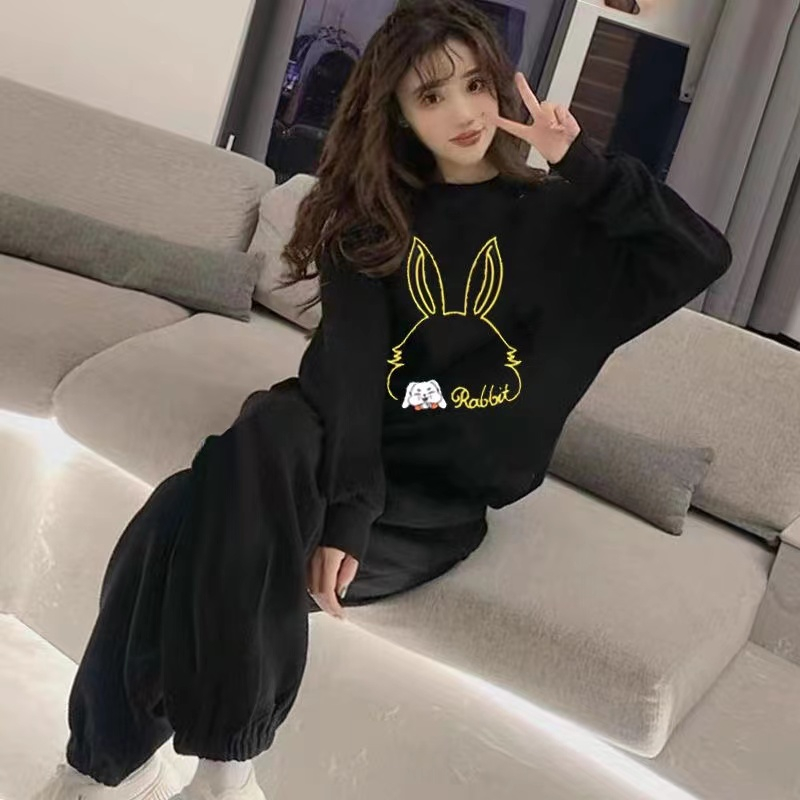 Sweatshirt and sweatpants sports suit for women, spring and autumn thin section, 2023 new fashion, foreign style, age-reducing, fashionable two-piece set