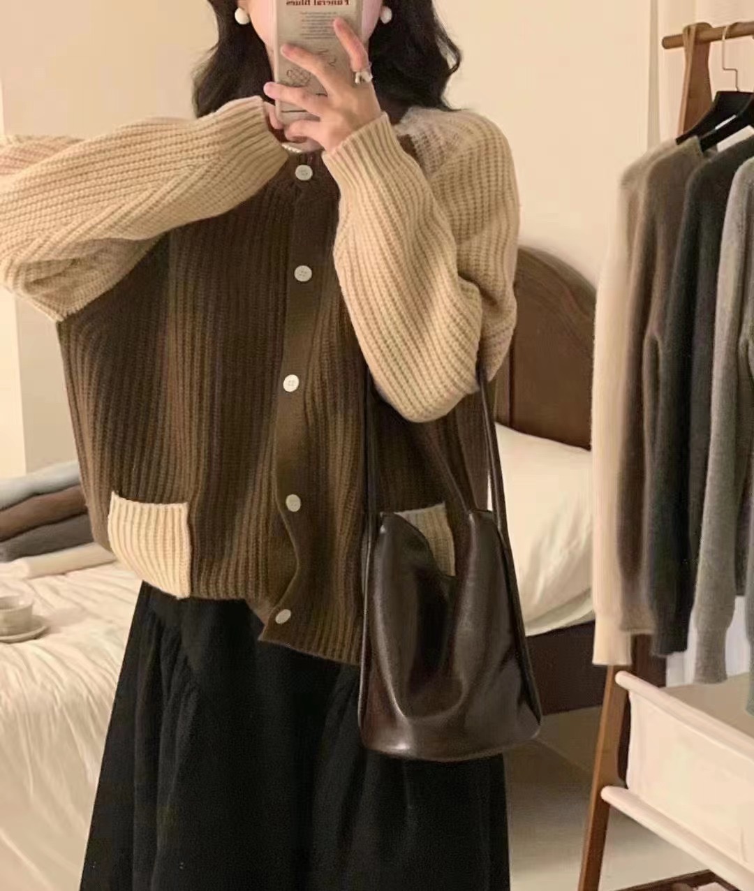 秋冬洋氣百搭長袖圓領毛衣針織衫外套女新款寬鬆軟糯氣開衫厚上衣