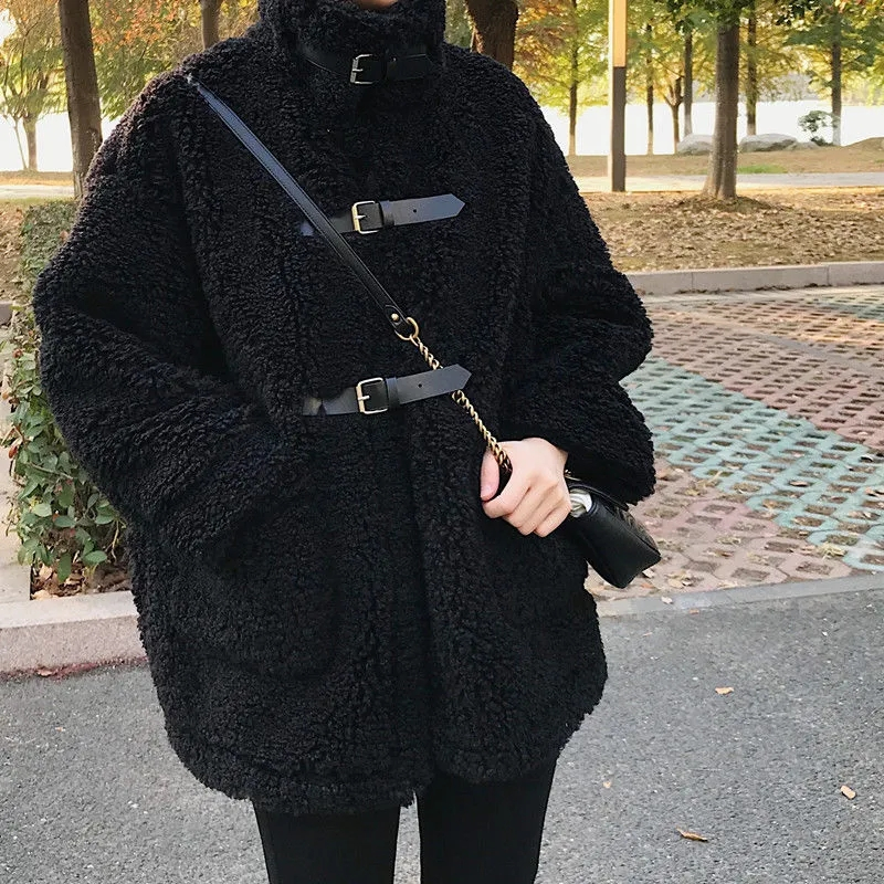 Lamb wool coat for women winter 2023 new fur Korean style loose thickened mid-length fur one-piece particle coat