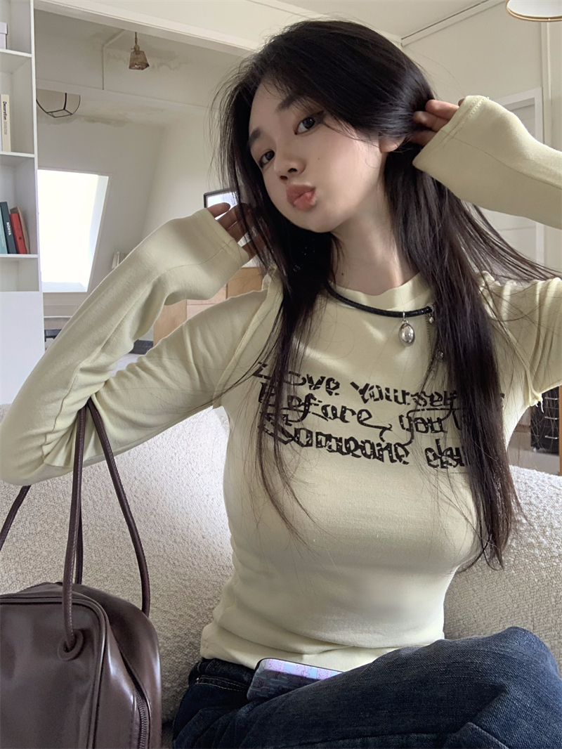Real shot Slim fit printed round neck long sleeve T-shirt