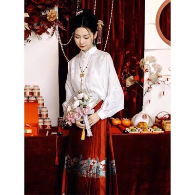 新中式國風改良漢服紅色馬面裙女套裝敬酒服新娘婚禮2023早秋新款