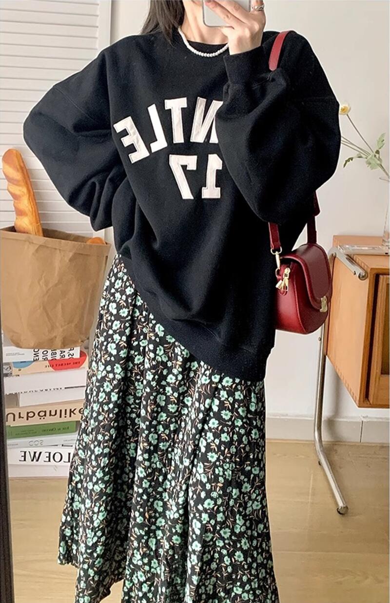 官圖 華棉複合薄款310克/加絨410克 秋冬裝衛衣女印花寬鬆大碼