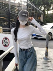 Real shot autumn and winter Korean version of the basic pure color inner long-sleeved bottom women's T-shirt top 