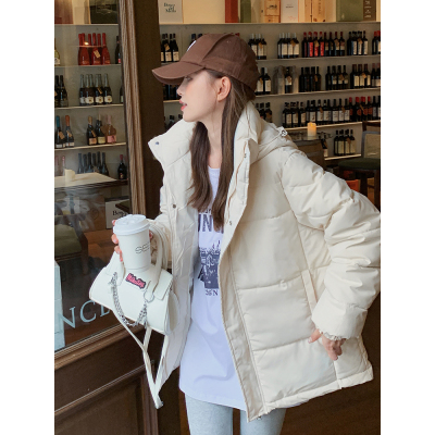 實拍學院風校服羽絨服女2023年新款短款小個子時尚韓版寬鬆麵包服
