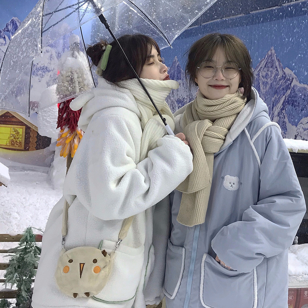 雙面穿棉衣棉服羊羔毛外套女冬新款設計感日系軟妹甜美少女棒球服