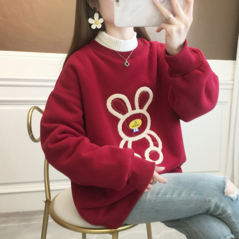 首發實拍華棉複合貝貝絨 半高領衛衣女加絨加厚