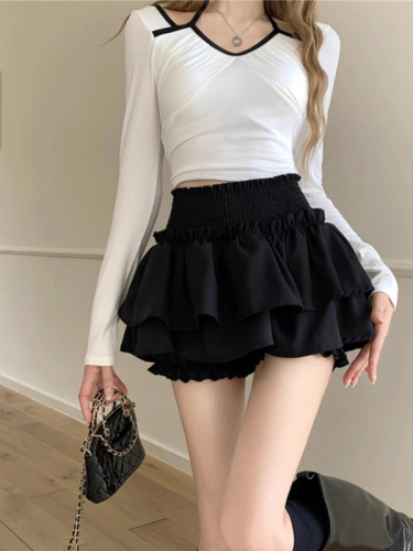 Ballet style skirt for women autumn Korean version  new high waist slim design sweet and spicy cake puff skirt