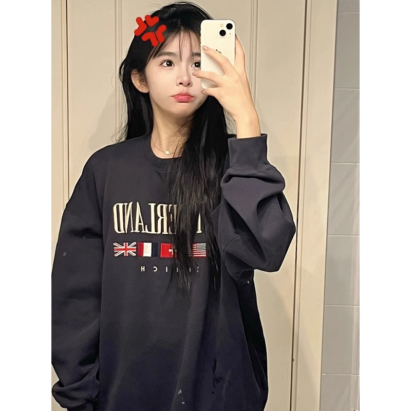 防棉華棉複合牛奶絲300克/銀狐絨400克圓領衛衣女
