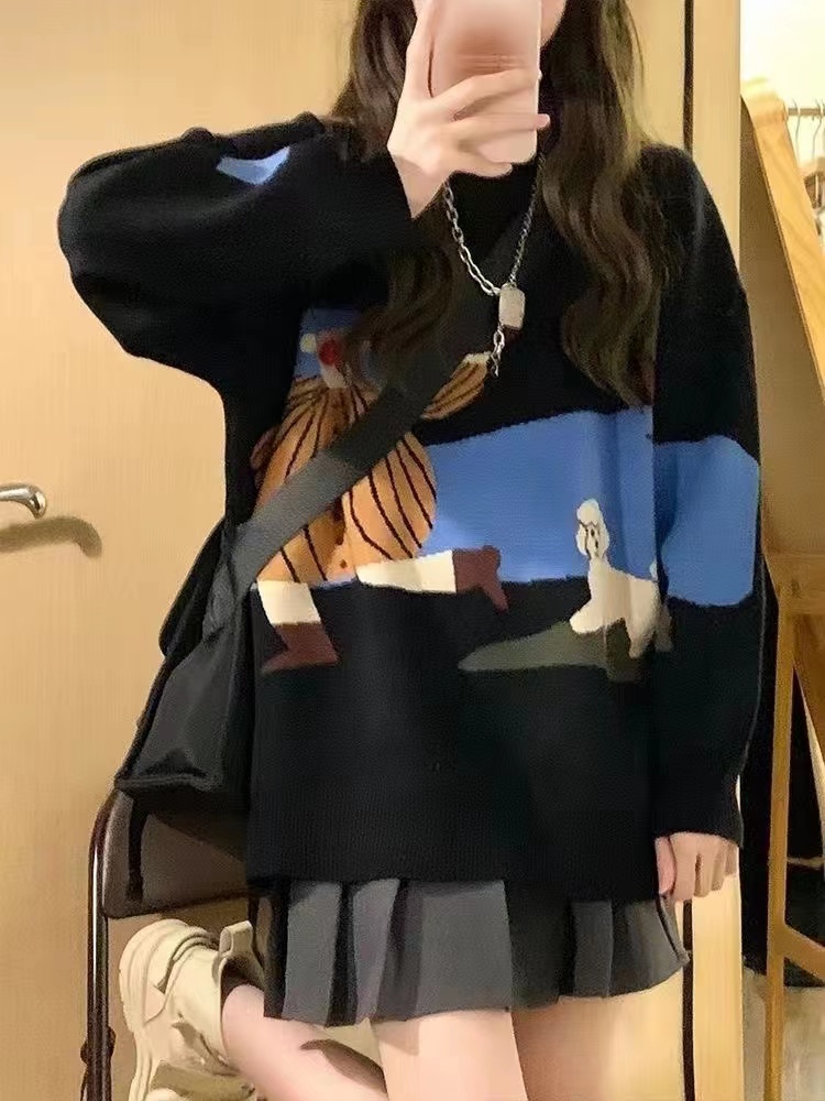 奶糯風寬鬆毛衣百褶裙兩件套裝秋冬俏皮活潑奶乖森系奶系穿搭針織