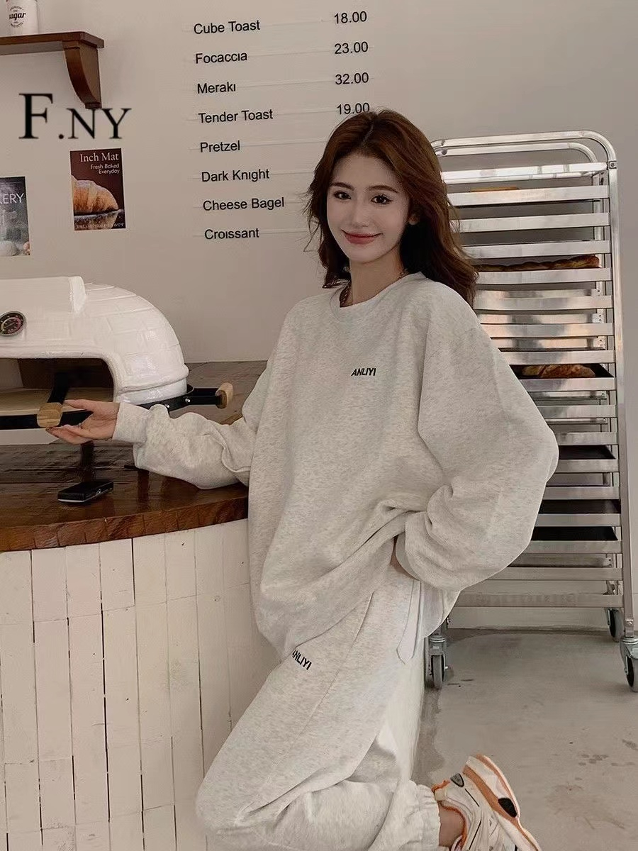 F.NY autumn and winter sweatshirt suit women's thin new American casual sports top two-piece set for women