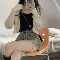 Actual shot new early autumn V-neck long-sleeved knitted sweater for women