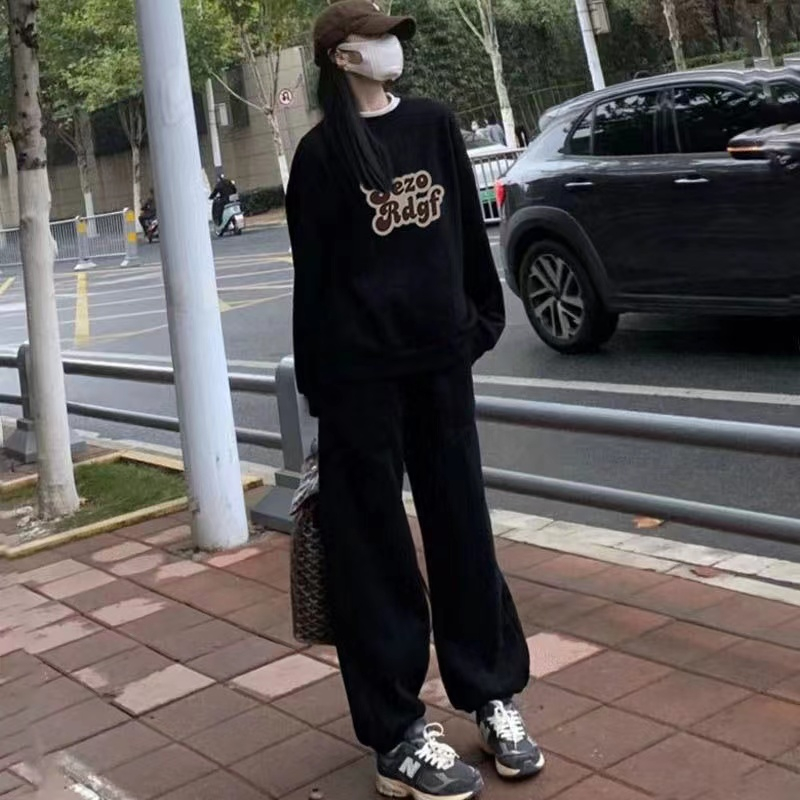 Fashion casual suit for women new 2023 early autumn loose slim sweatshirt Korean style sports two-piece set