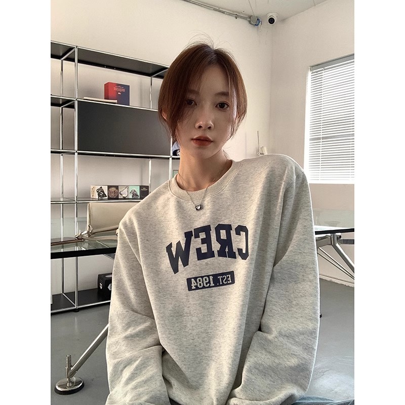 官圖 華棉複合薄款310克/加絨410克 秋冬裝衛衣女印花寬鬆大碼