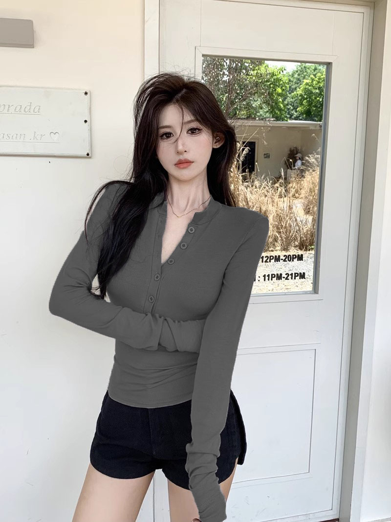 早秋新款韓版設計感小眾露肩修身顯瘦純欲風長袖T恤上衣女打底衫