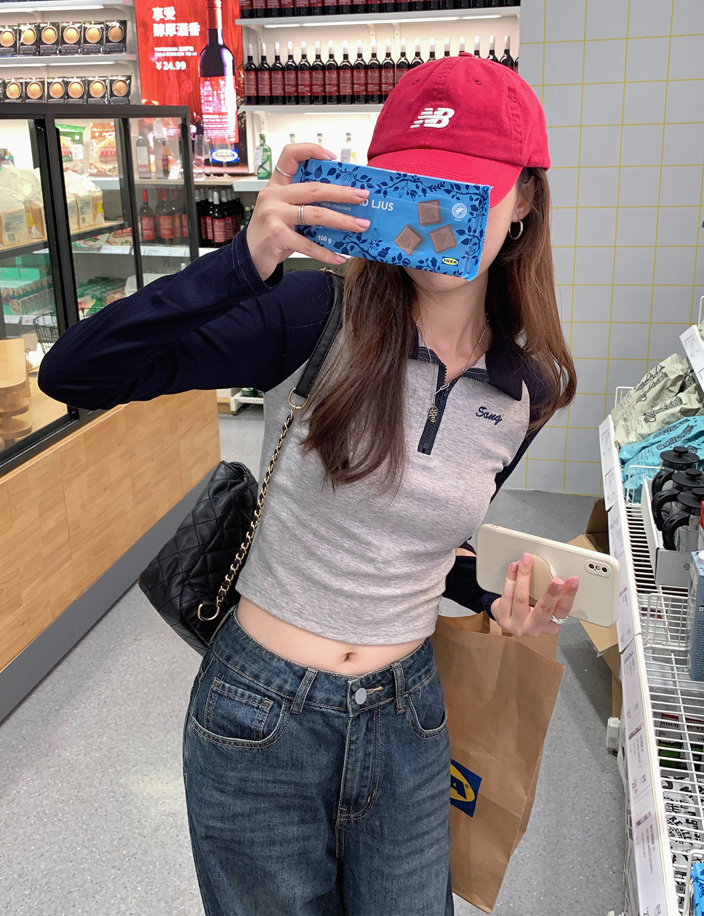 實物實拍92黏膠纖維8氨綸美式撞色polo領內搭長袖T恤打底衫