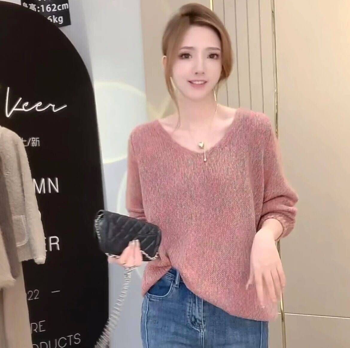 可兒推薦秋冬新款慵懶風針織衫v領打底衫減齡時尚長袖毛衣女