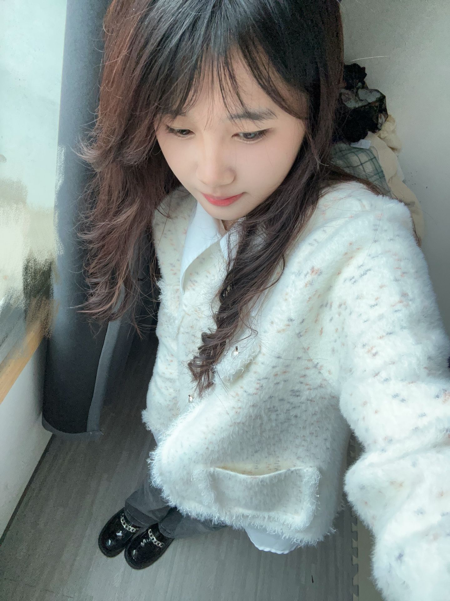 彩色波點軟糯奶fufu甜美開衫毛衣女秋冬款寬鬆學院風v領針織外套