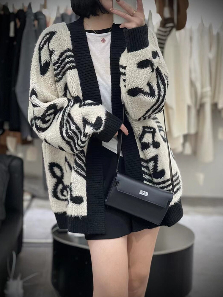 European French style lazy style fashionable thickened wool knitted cardigan for women 2023 autumn and winter new loose sweater jacket