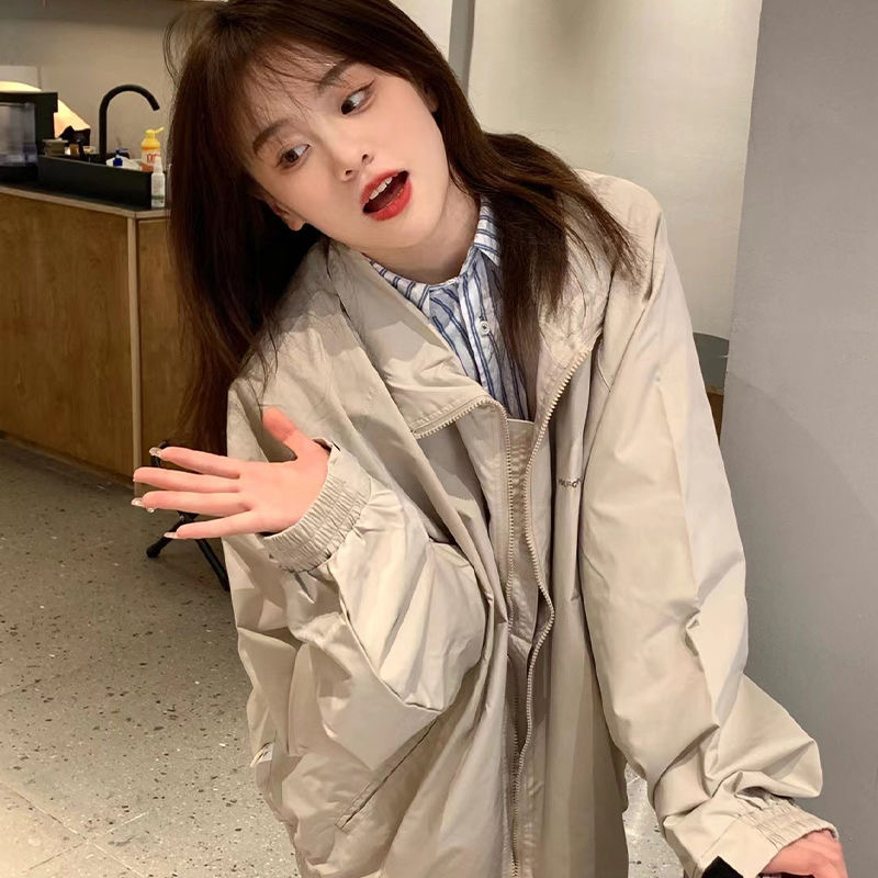 2023 autumn Japanese casual workwear trendy jacket ins loose student simple female versatile cardigan thin jacket