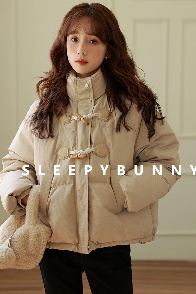 Sleepy Rabbit's same style horn button bread women's winter thickened down cotton coat short loose style