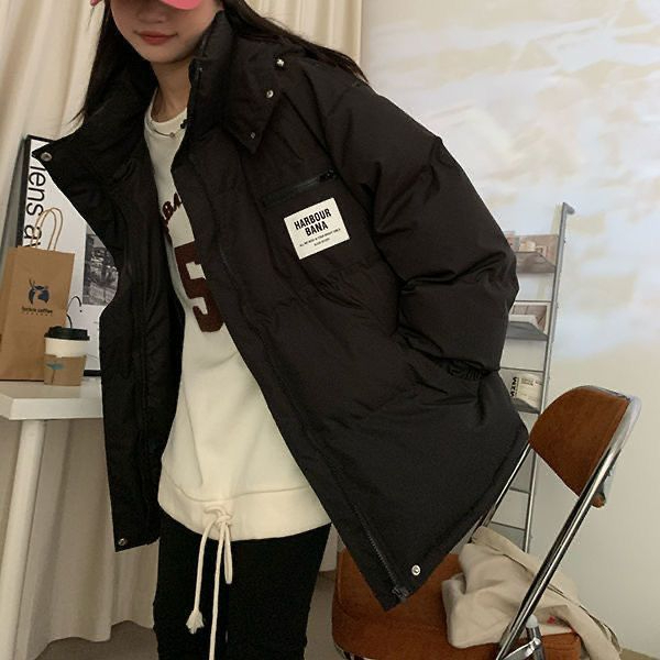 Japanese hooded thickened bread coat women's winter 2023 new student loose cotton coat jacket down cotton coat