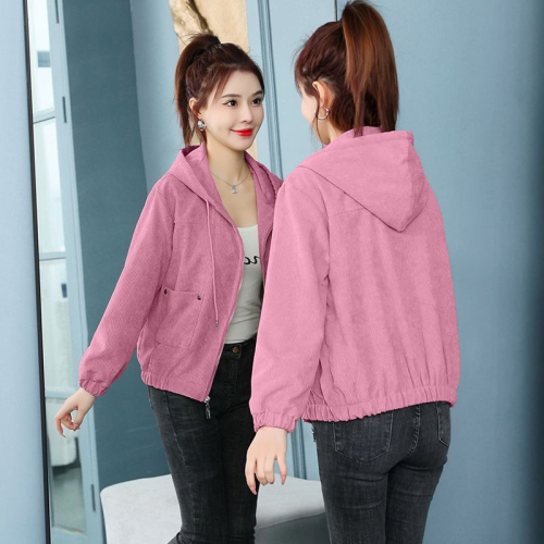Corduroy short jacket for women 2023 spring new style small, stylish, age-reducing, slimming, versatile long-sleeved jacket top