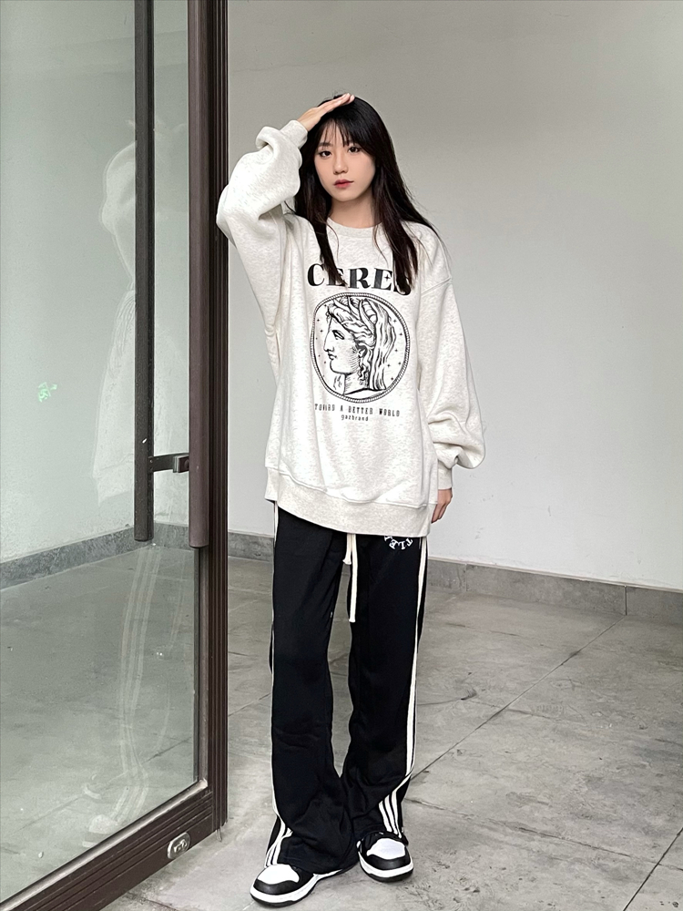 2023年新款寬鬆休閒 秋裝薄款衛衣女大碼 後包領 拉肩線 M-XXXL