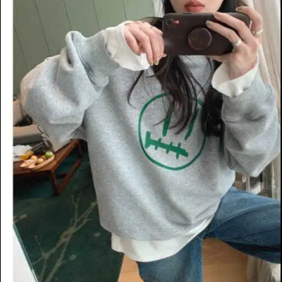 Harajuku BF thickened velvet pullover round neck sweatshirt for female students salt loose top autumn and winter coat lazy style