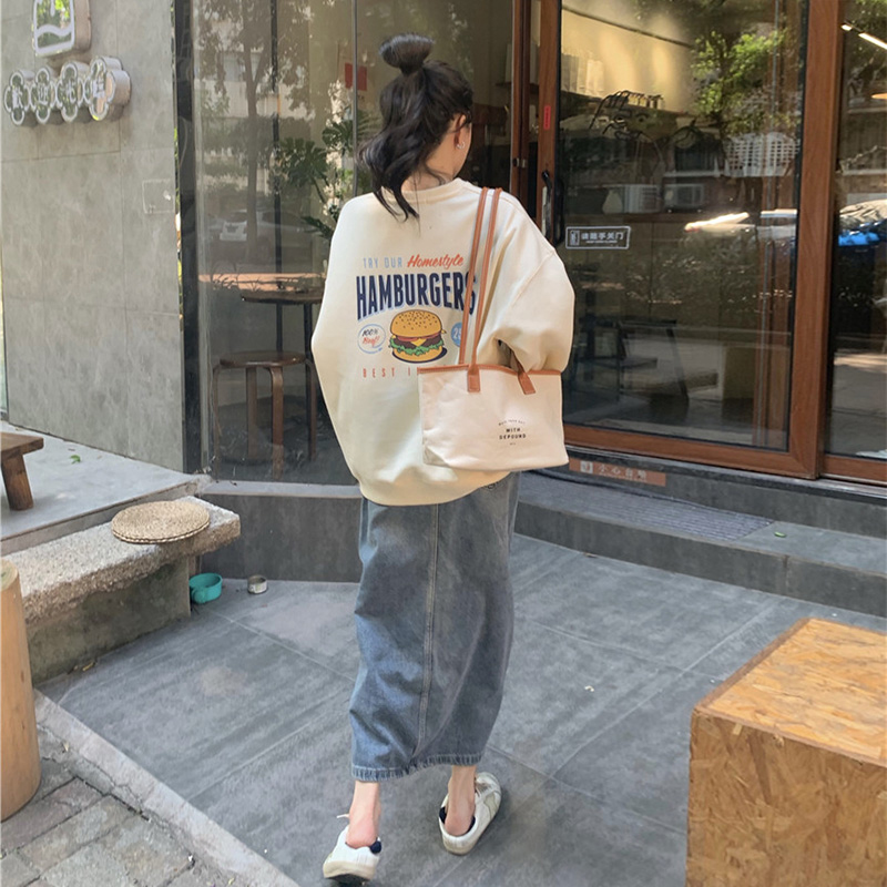 官圖 華棉複合薄款310克/加絨410克 秋冬裝衛衣女印花寬鬆大碼