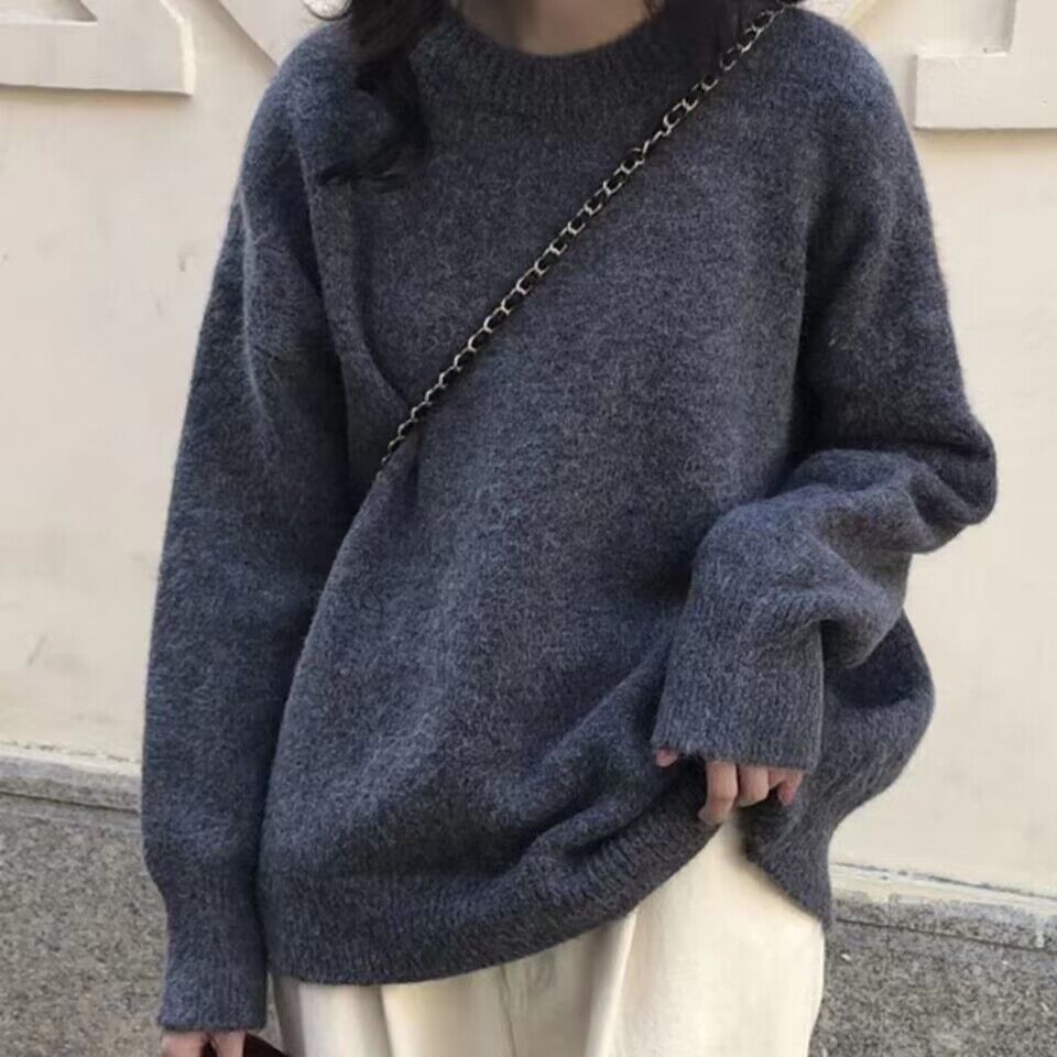 大碼氣質半高領酒紅色中長款毛衣女秋冬慵懶風復古麻花打底針毛線